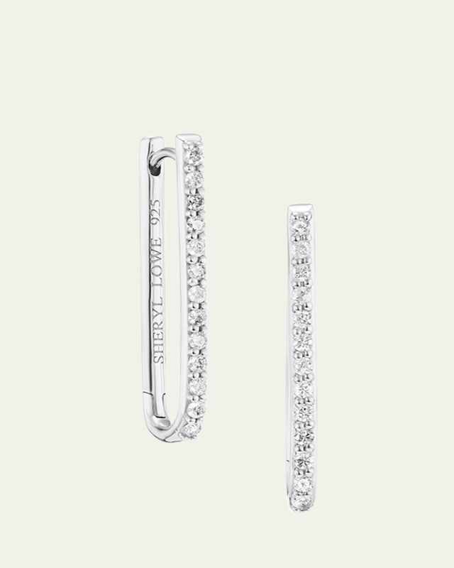 Sterling Silver Diamond Paperclip Earrings